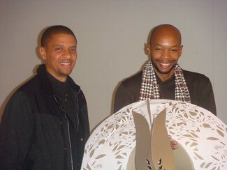 Krannert Curator of Contemporary Art Tomelo Mosaka and visiting artist Marlon Griffith, Spring 2011.