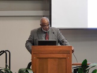  Dr. Ronald Bailey, Department of African American Studies speaks at the W.E.B. DuBois Lecture, 2014 with Wamba Dia Wamba