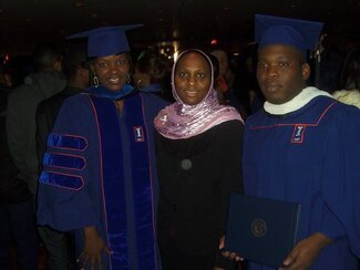 2012 Commencement (Dr. Barro with Dr. Imelda Moise/Geography and Djifa Kothor/M.A. African Studies)