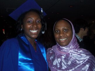 2012 Commencement (Dr. Barro with Katrina Mitchell/B.A. Global Studies and Senegal Study Abroad student)